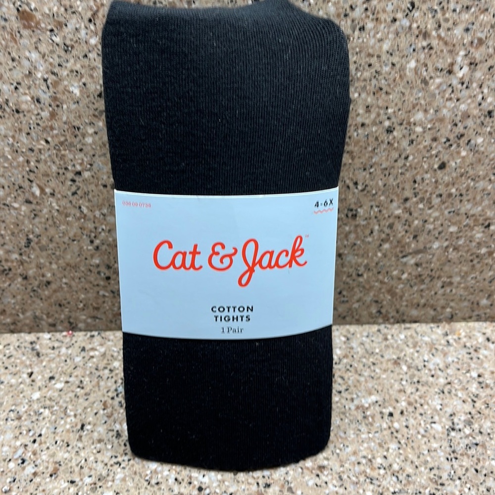 Cat & Jack tights | black cotton | size 4-6x | NWT